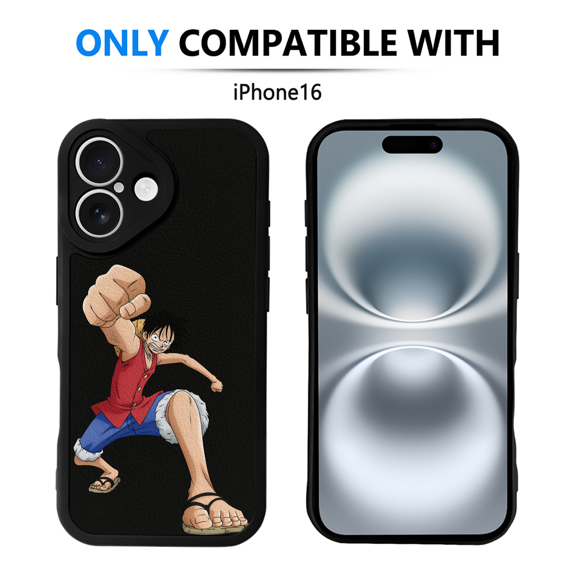 （画像用） ワンピース モンキー・D・ルフィ ONE PIECE Monkey D. Luffy 【iPhone 16シリーズ対応】シリコンスマホケース（レザー調） 材質：シリコン